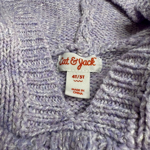 Cat & Jack Girls Purple Sparkle Pullover Sweater 4T - Picture 4 of 4